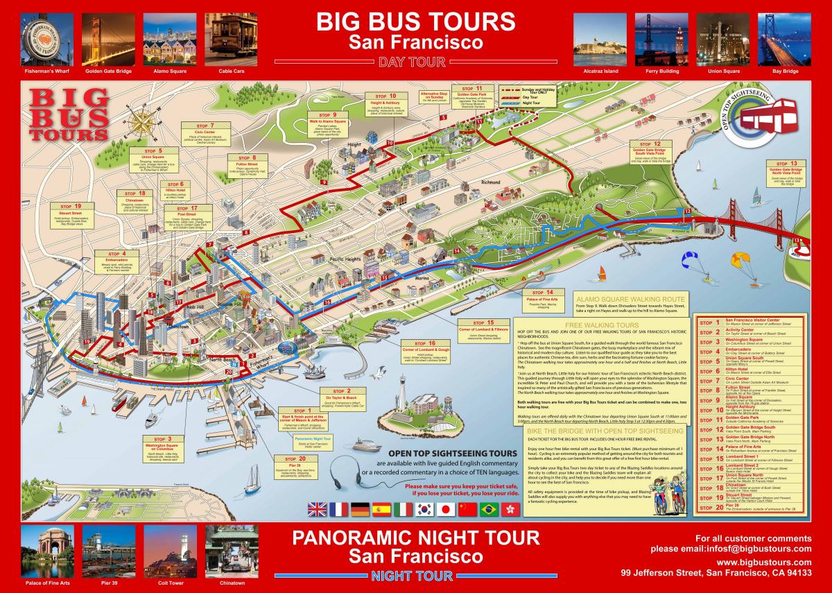 büyük kırmızı otobüs San Francisco haritası