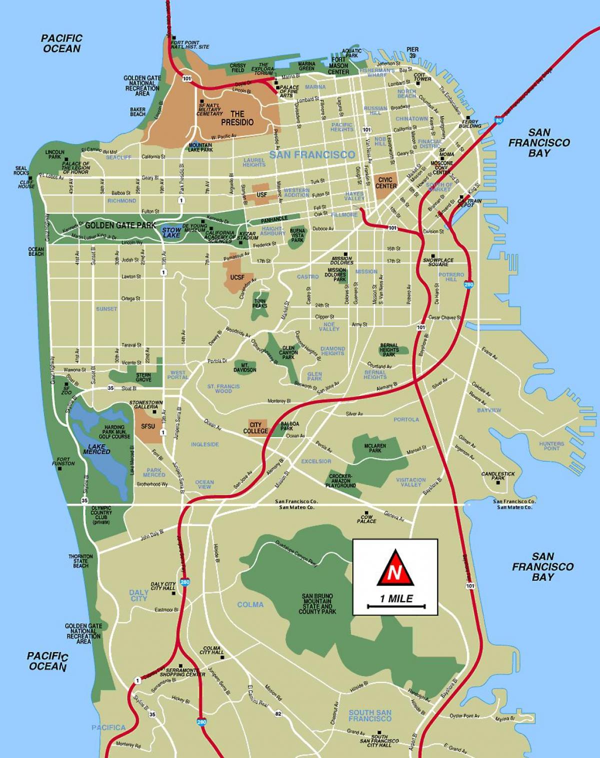 San Francisco haritası ziyaret yerleri 