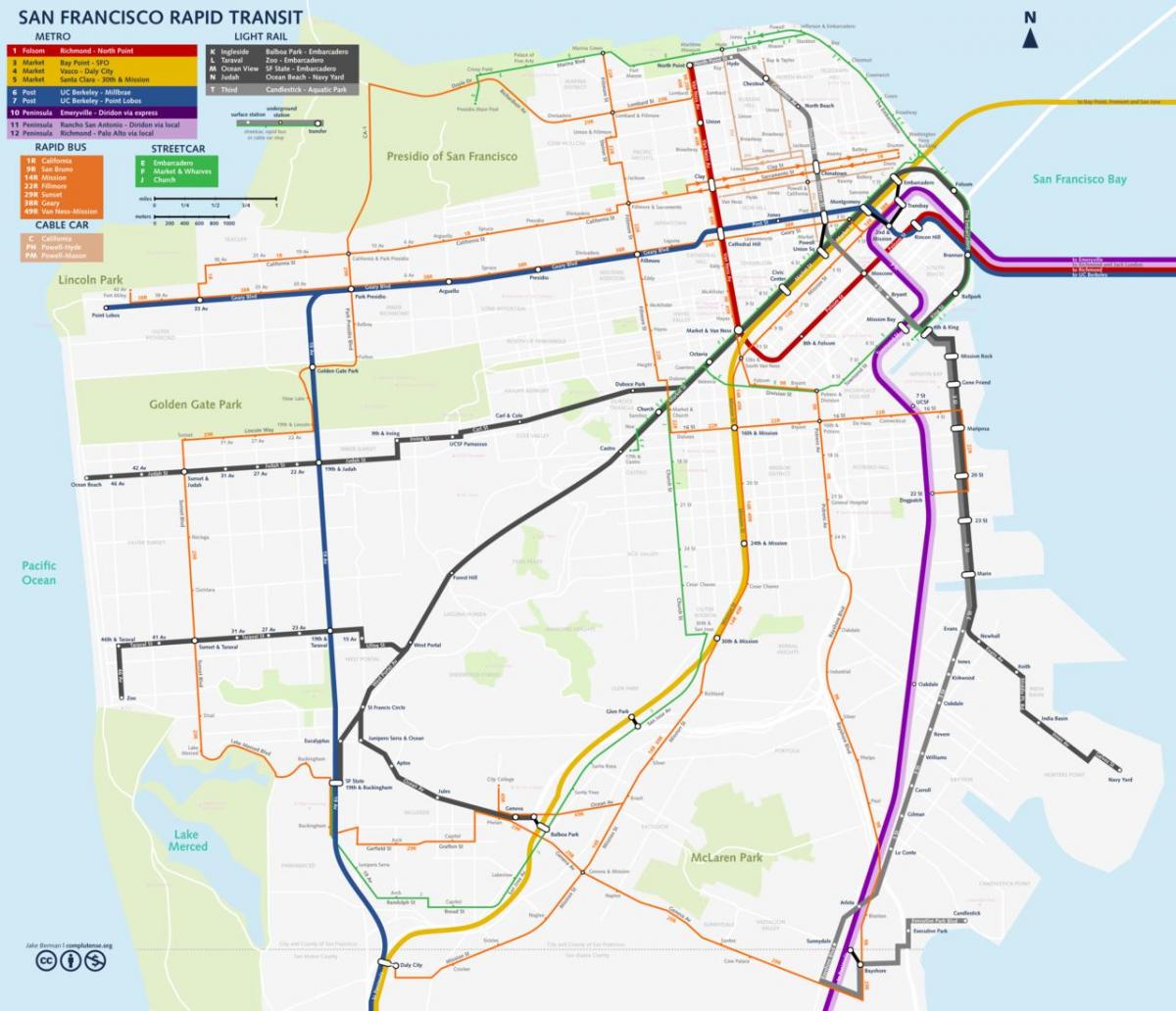 San Fran toplu taşıma haritası