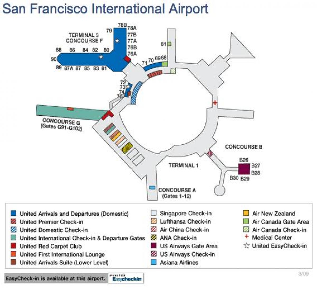 San Francisco havaalanına harita united