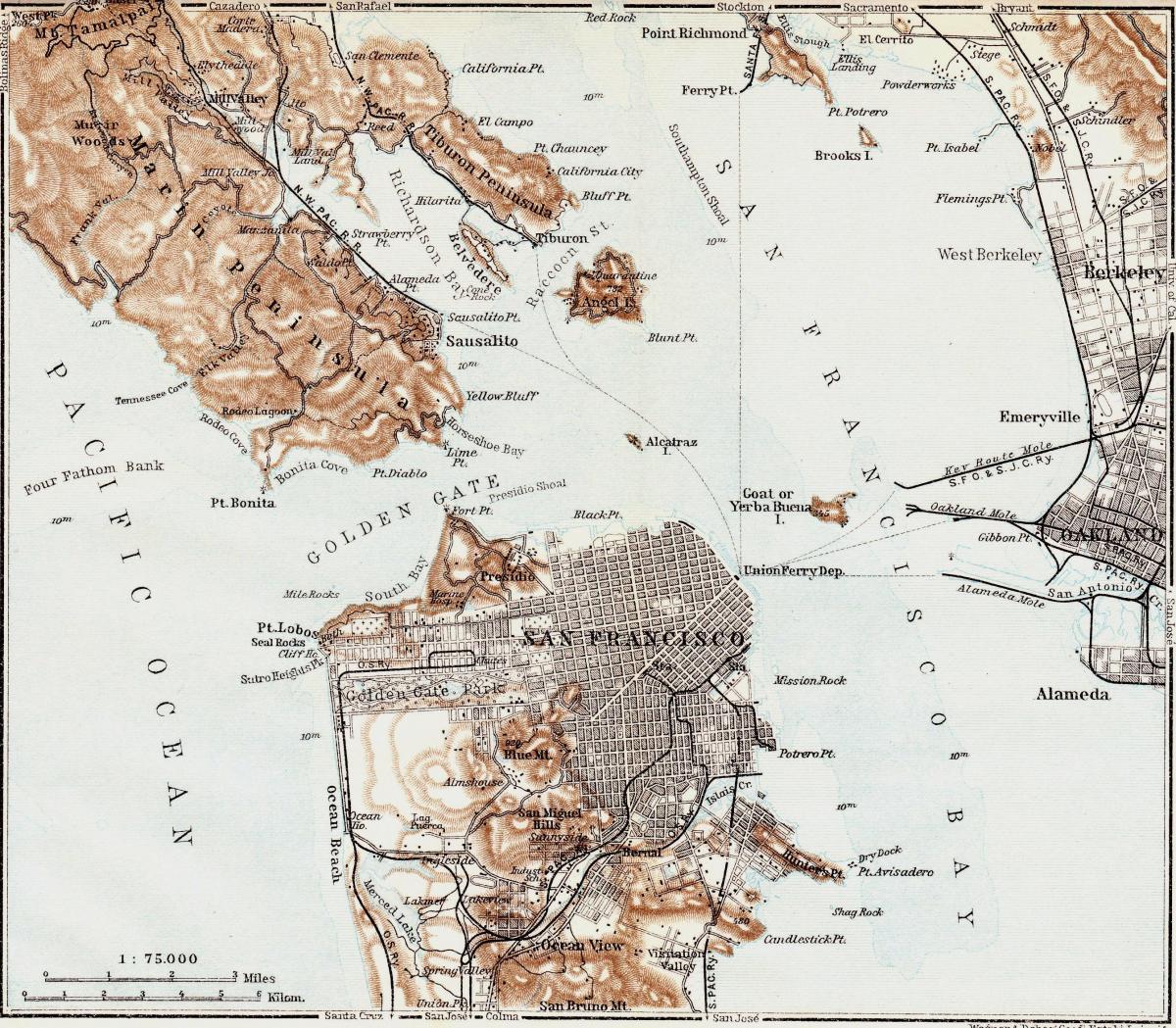 Vintage San Francisco haritası 