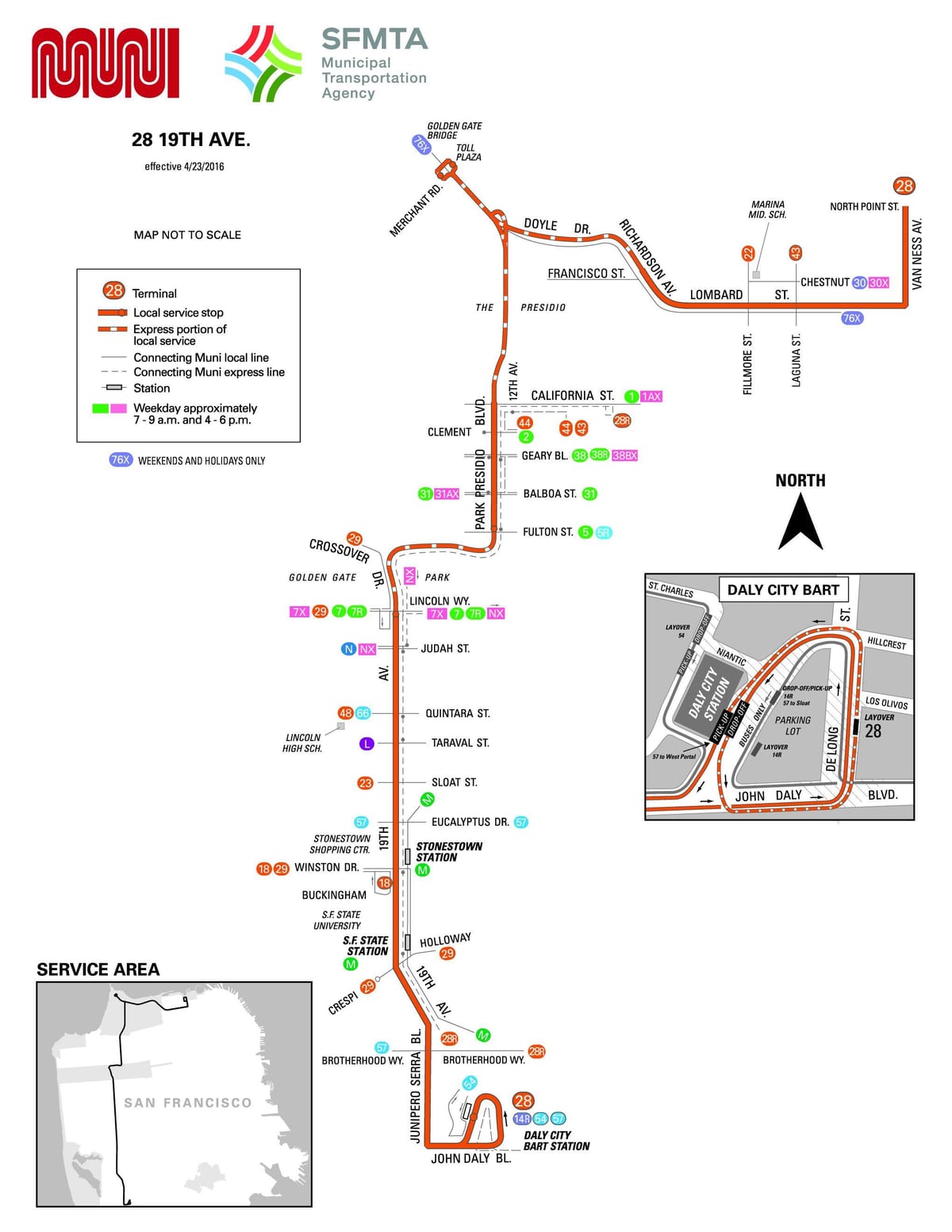 San Francisco otobüs 28 yol haritası