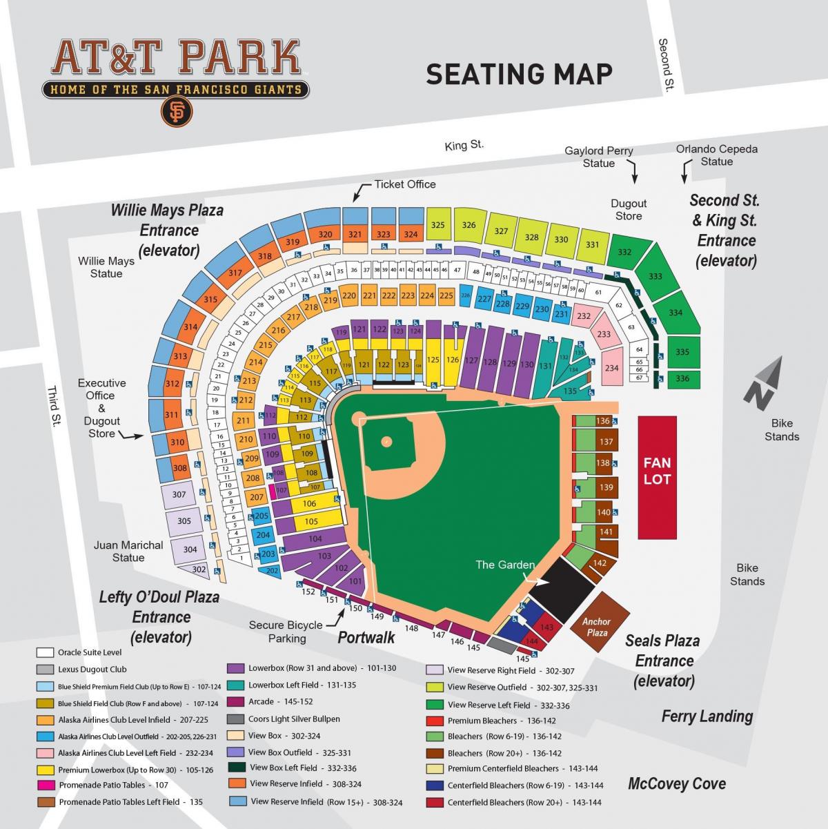 At&t park detaylı koltuk haritası 