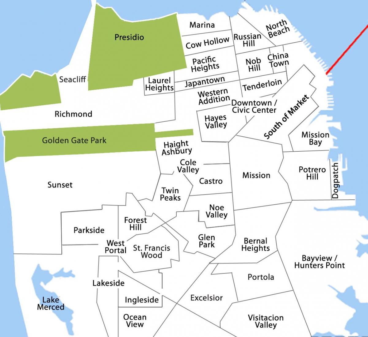 Bayview district, San Francisco haritası 