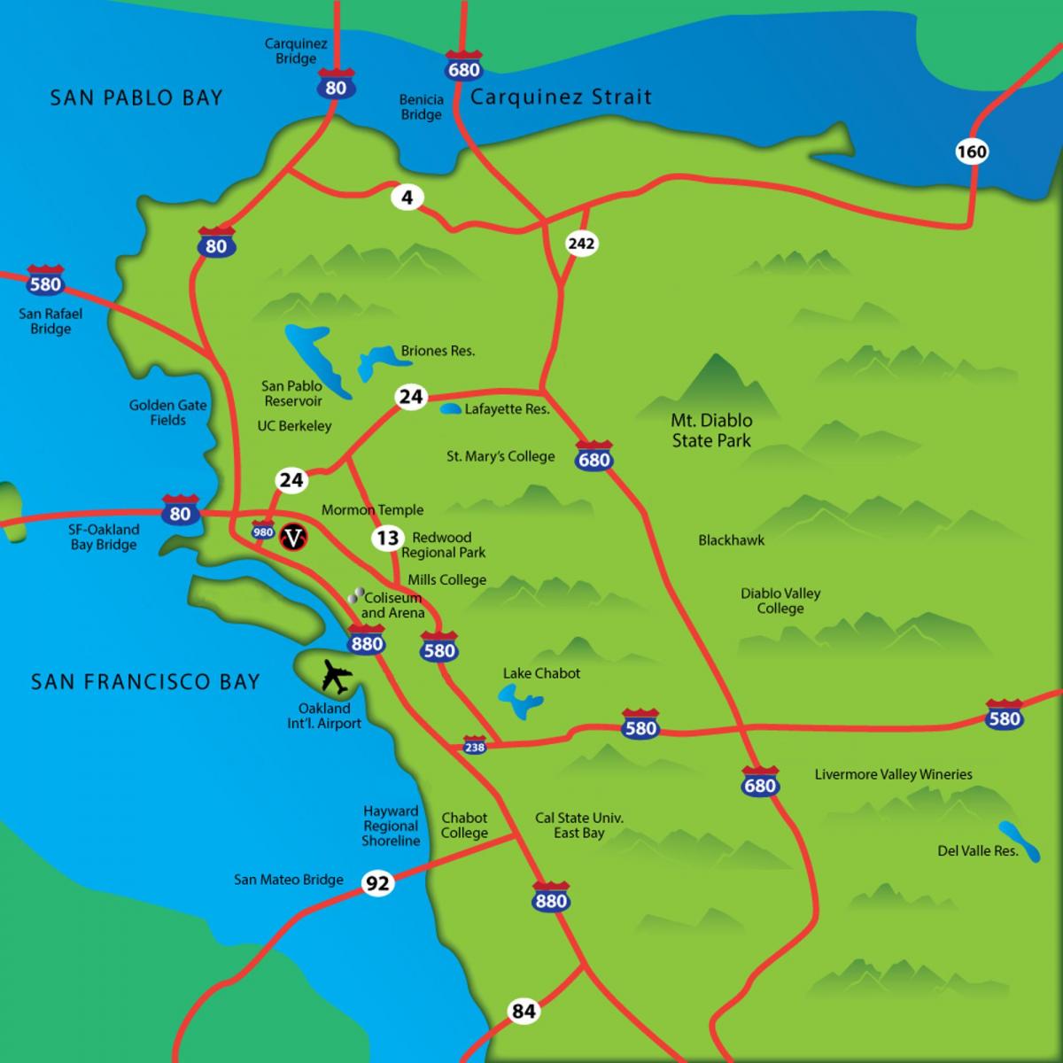 east bay area haritası ca