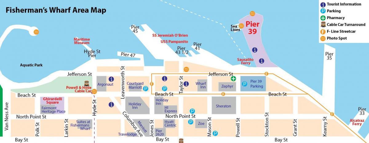 San Francisco Fisherman's wharf bölgesi Haritayı göster 