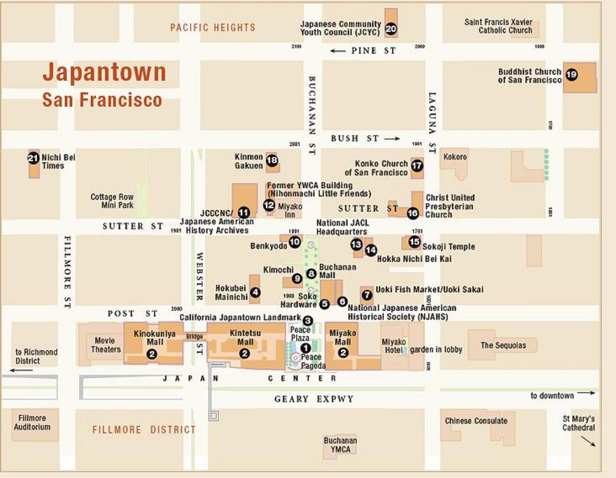 Japantown San Francisco haritası 