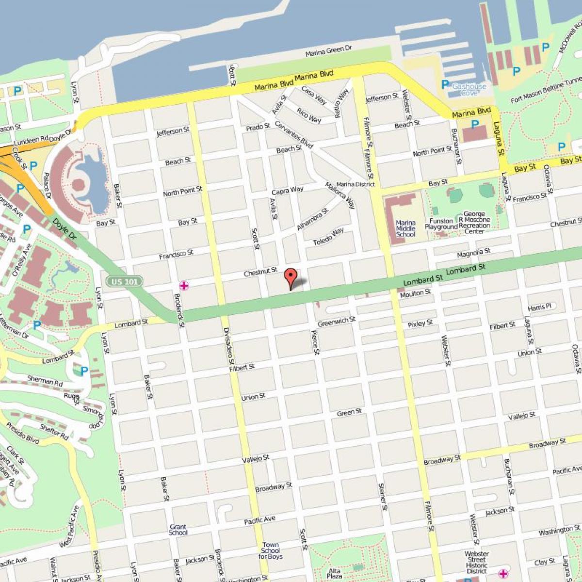 Lombard street, San Francisco haritası 