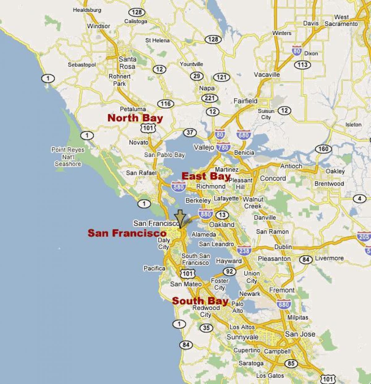 south bay, Kuzey Kaliforniya haritası 
