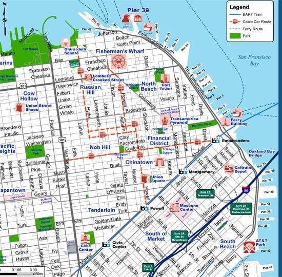 San Francisco şehir sokak haritası
