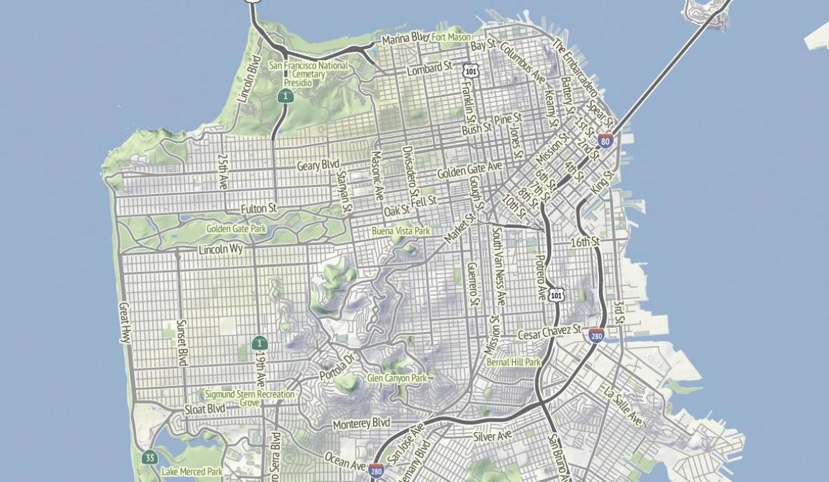 San Francisco haritası arazi