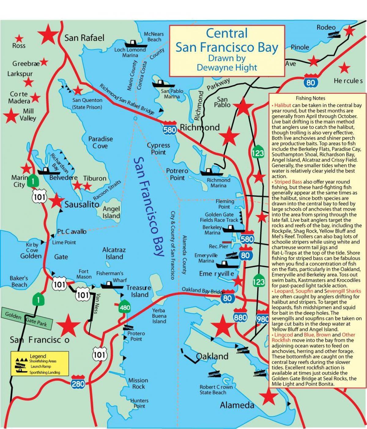 San Francisco Körfezi haritası balıkçılık 