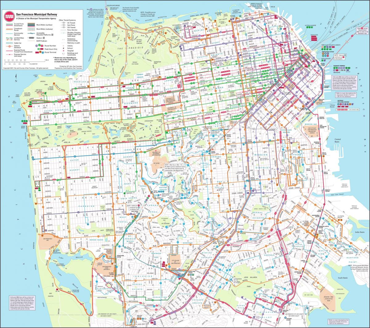 San Francisco Belediye demiryolu haritası