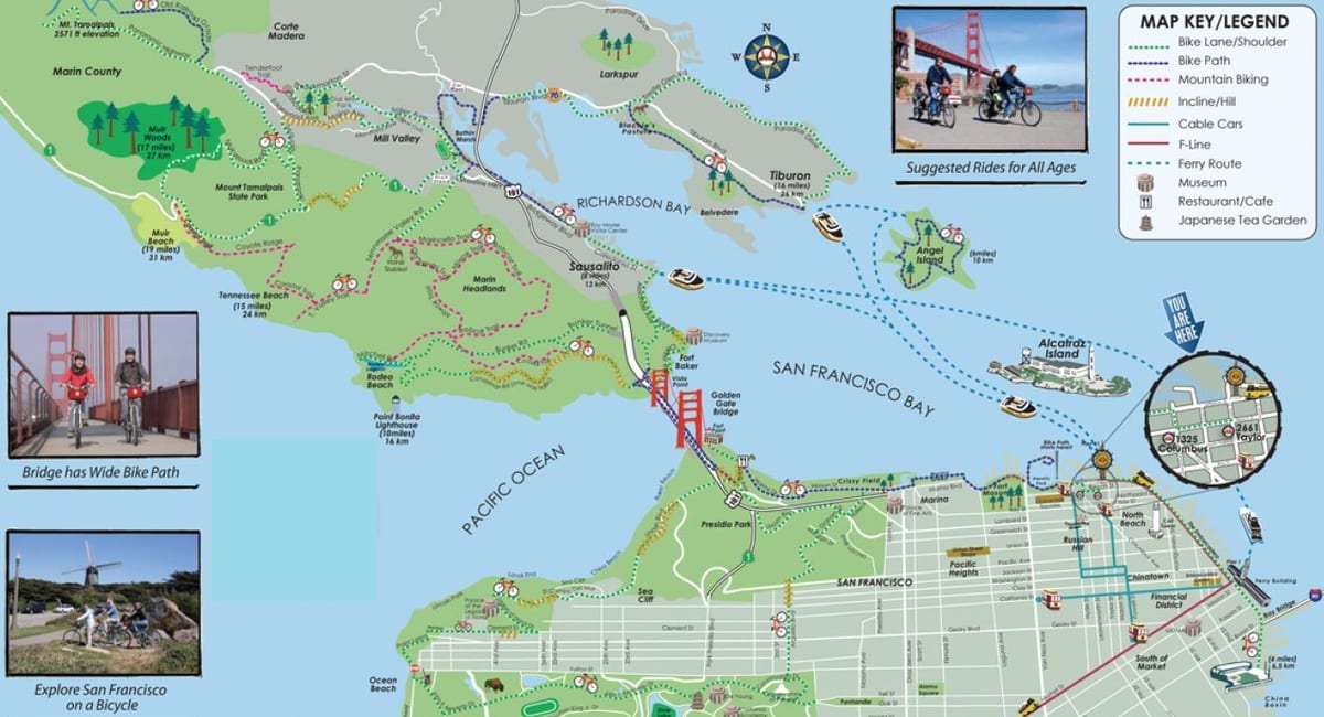 San Francisco Bisiklet Turu haritası