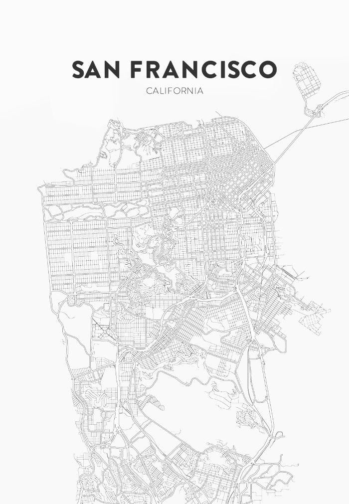 San Francisco baskı harita 