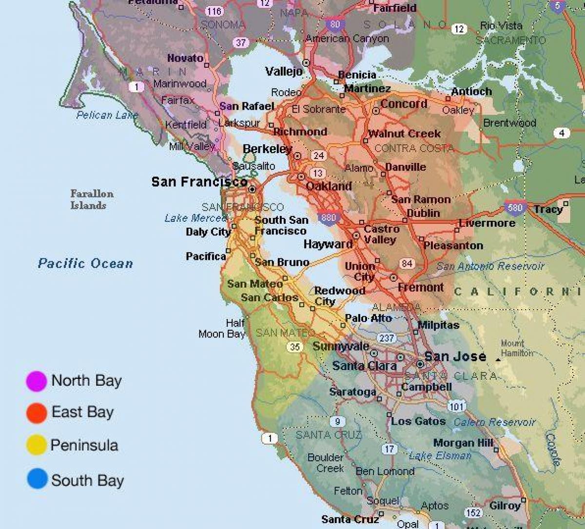 San Francisco haritasını ve çevresi