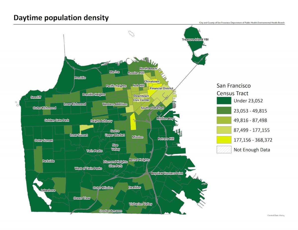San Francisco nüfus yoğunluğu haritası 