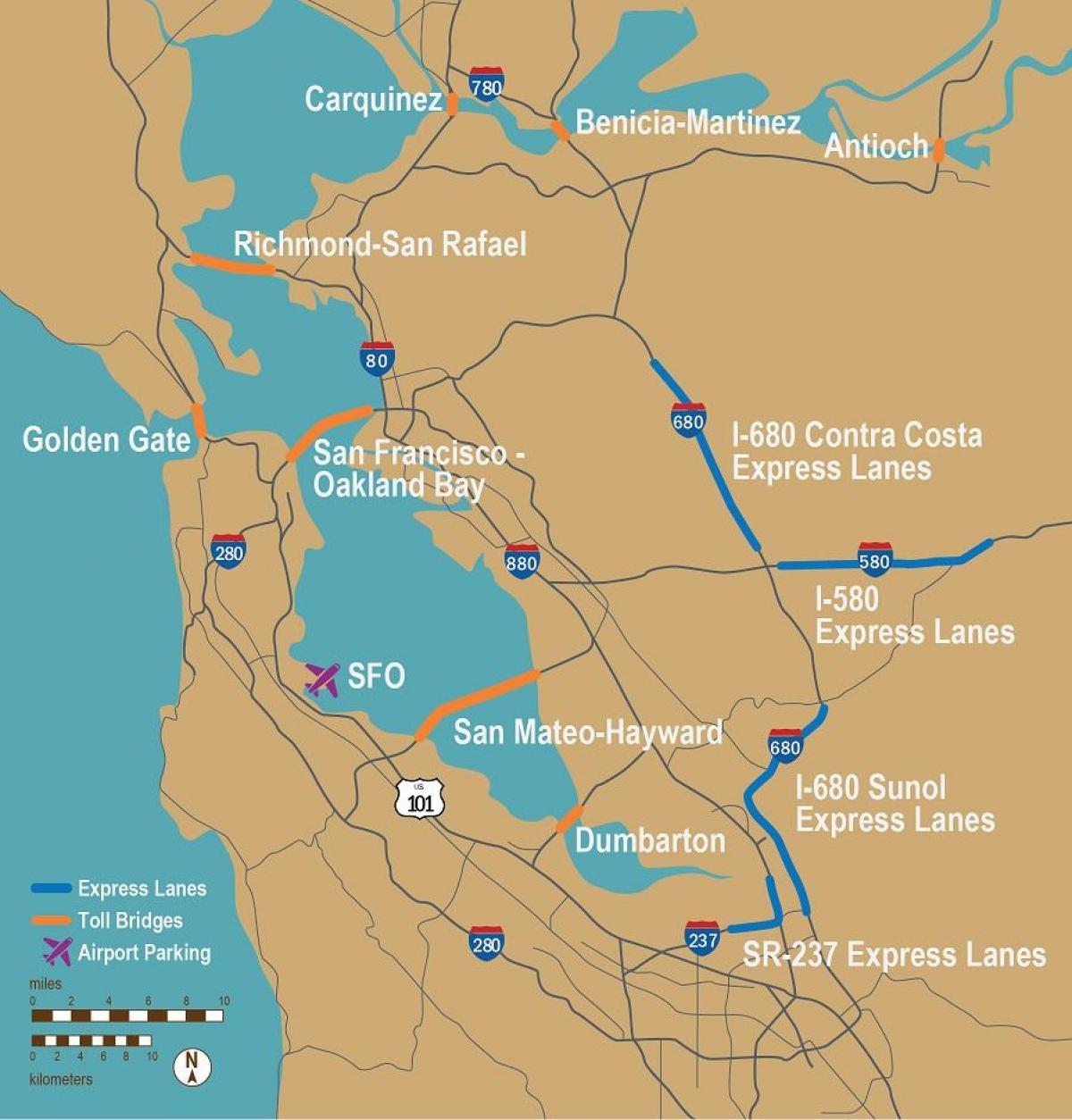 paralı yolları San Francisco haritası