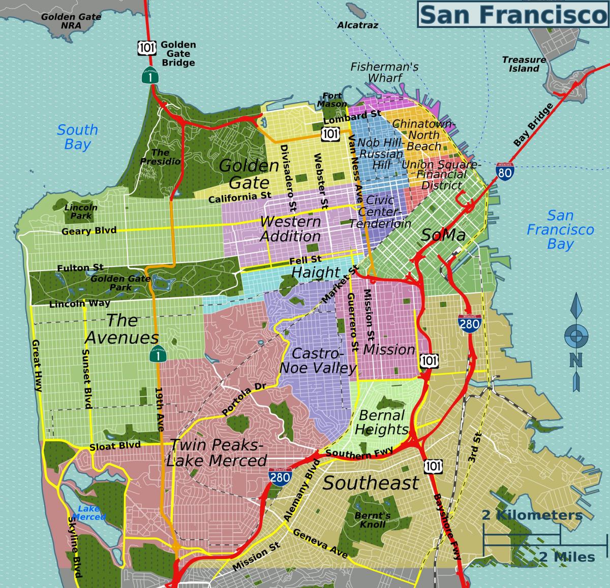 San Francisco california sokak haritası 