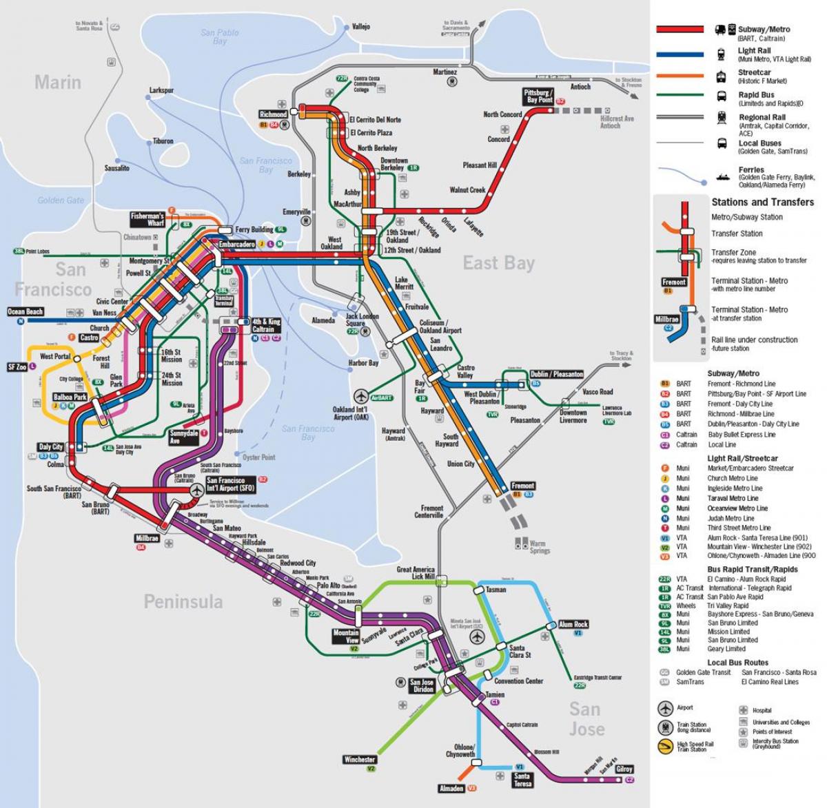 harita toplu taşıma San Francisco