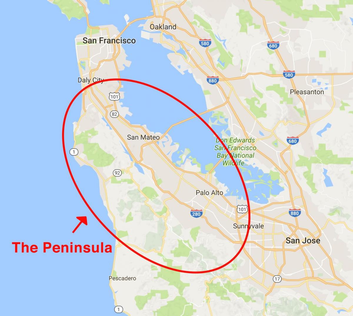 San Francisco haritası Yarımadası 