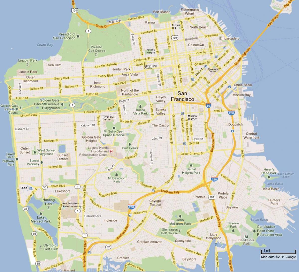 harita San Francisco'ya la 