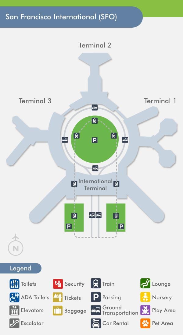 1 SFO haritası havaalanı terminal