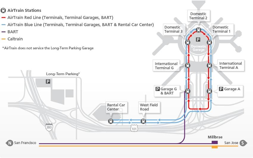 SFO airtrain haritası