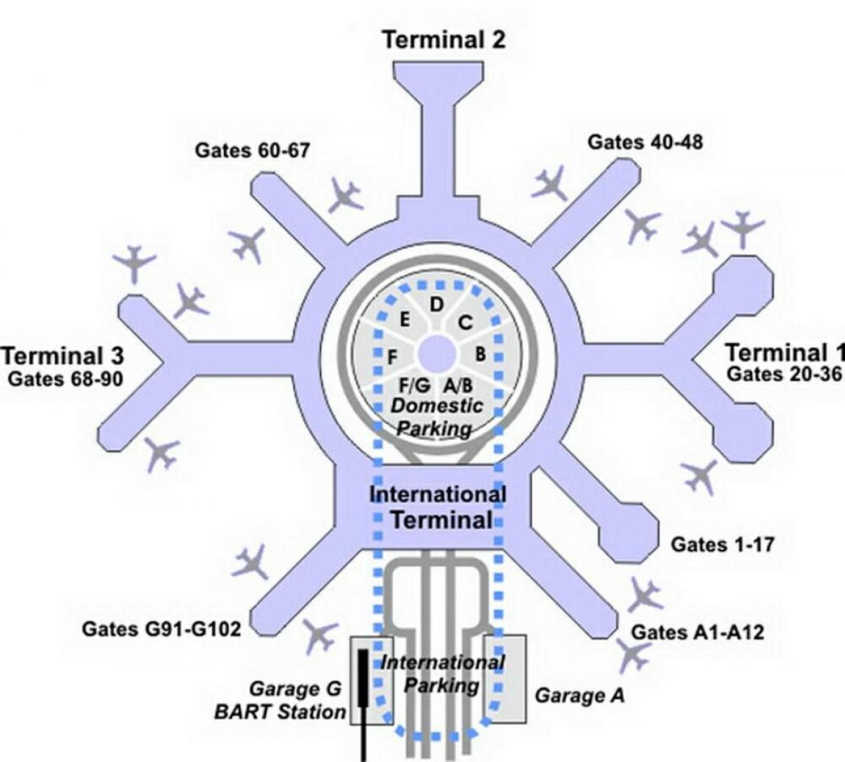 SFO terminal g Haritayı göster 