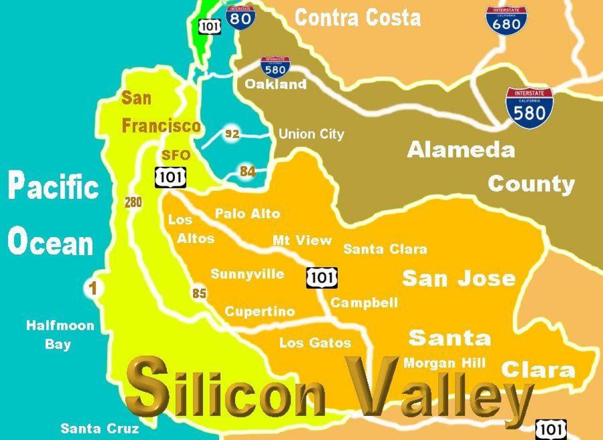 Silikon Vadisi konumun harita 