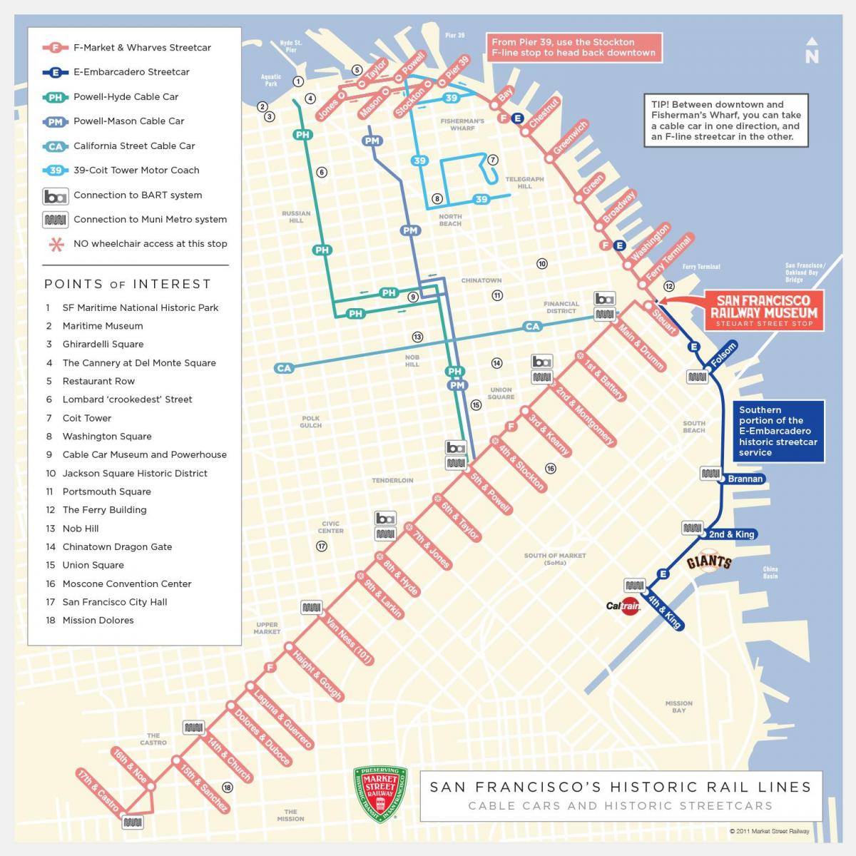 San Francisco tramvay güzergah haritası