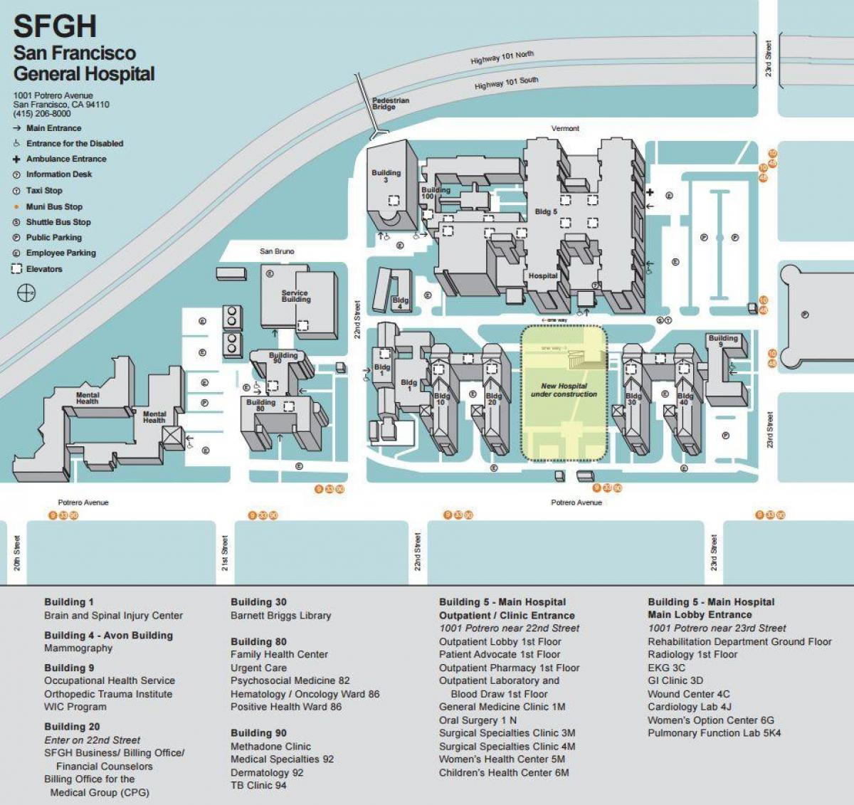 UcSF Tıp Merkezi haritası 