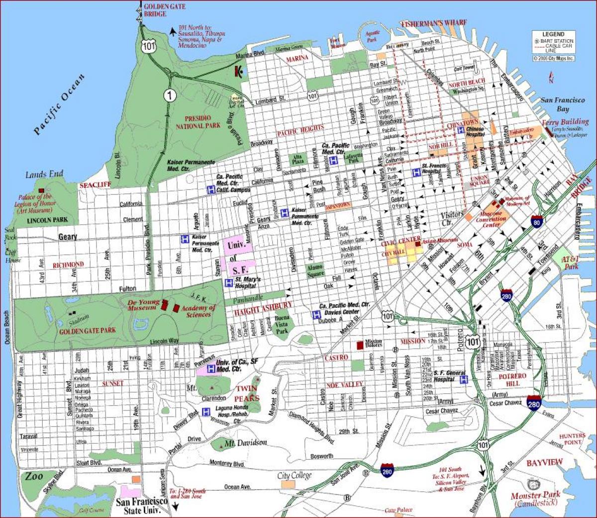 San Francisco va Tıp Merkezi harita