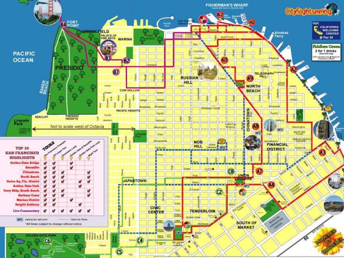 Şehir gezi haritası San Francisco rotası