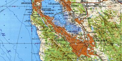 San Francisco bay area topografik harita