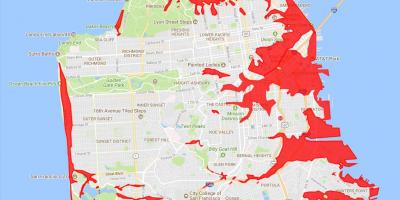 San Francisco alanları harita önlemek için 