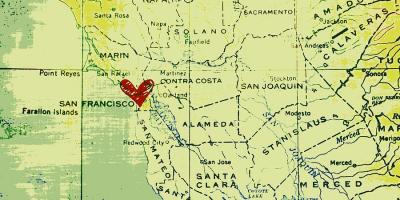 San Francisco haritası kalpler 