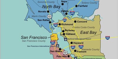 Güney San Francisco bay area haritası 